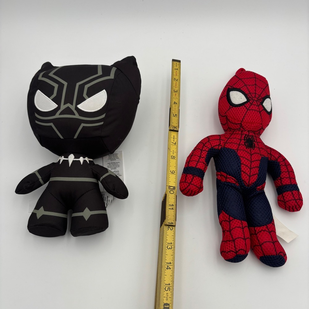 Disney Marvel Plush Lot Kids 9-10in Black Red Excellent Black Panther Spider-Man